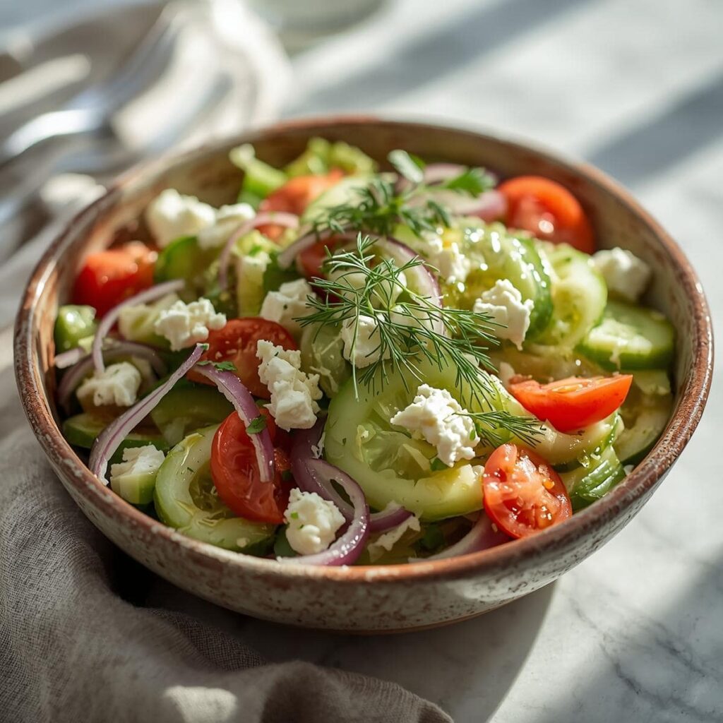 Best Salad with feta, cucumbers and dill 2 Best Salad with feta, cucumbers and dill
