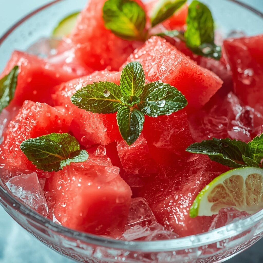 Watermelon cucumber mint salad with lime 2 Watermelon cucumber mint salad with lime
