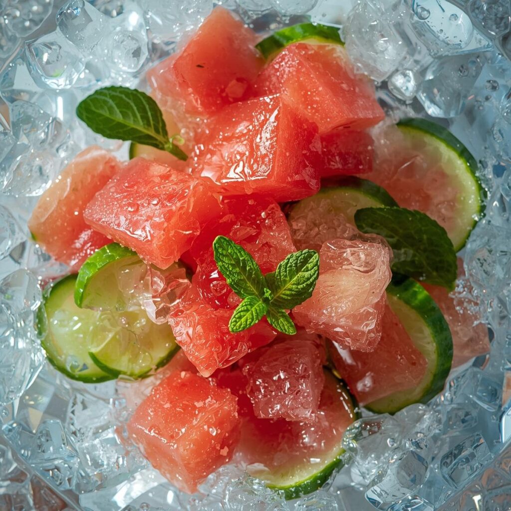 Watermelon cucumber mint salad with lime 1 Watermelon cucumber mint salad with lime